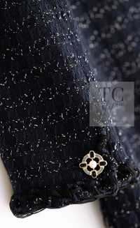 CHANEL 07PF Black Blue Metallic Tweed Jacket 36 シャネル ブラック ネイビー メタリック ツイード ジャケット 即発