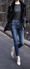 CHANEL 05A Black Rabbit Lapan Leather Jacket Coat 36 38 40 42 シャネル ブラック レザー ラビットファー ラパン ジャケット コート 即発