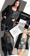 CHANEL 06S Black Metallic Chain Trim Tweed Jacket 38 シャネル ブラック メタリック チェーン トリム ツイード ジャケット 即発