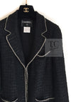 CHANEL 06S Black Metallic Chain Trim Tweed Jacket 38 シャネル ブラック メタリック チェーン トリム ツイード ジャケット 即発