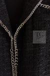 CHANEL 06S Black Metallic Chain Trim Tweed Jacket 38 シャネル ブラック メタリック チェーン トリム ツイード ジャケット 即発