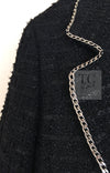 CHANEL 06S Black Metallic Chain Trim Tweed Jacket 38 シャネル ブラック メタリック チェーン トリム ツイード ジャケット 即発