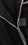 CHANEL 06S Black Metallic Chain Trim Tweed Jacket 38 シャネル ブラック メタリック チェーン トリム ツイード ジャケット 即発