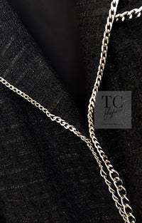 CHANEL 06S Black Metallic Chain Trim Tweed Jacket 38 シャネル ブラック メタリック チェーン トリム ツイード ジャケット 即発