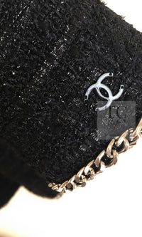 CHANEL 06S Black Metallic Chain Trim Tweed Jacket 38 シャネル ブラック メタリック チェーン トリム ツイード ジャケット 即発