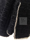 CHANEL 06S Black Metallic Chain Trim Tweed Jacket 38 シャネル ブラック メタリック チェーン トリム ツイード ジャケット 即発