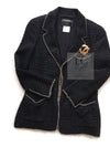 CHANEL 06S Black Metallic Chain Trim Tweed Jacket 38 シャネル ブラック メタリック チェーン トリム ツイード ジャケット 即発