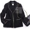 CHANEL 06S Black Metallic Chain Trim Tweed Jacket 38 シャネル ブラック メタリック チェーン トリム ツイード ジャケット 即発