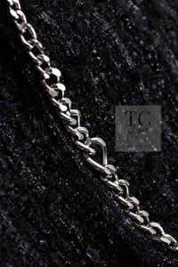 CHANEL 06S Black Metallic Chain Trim Tweed Jacket 38 シャネル ブラック メタリック チェーン トリム ツイード ジャケット 即発