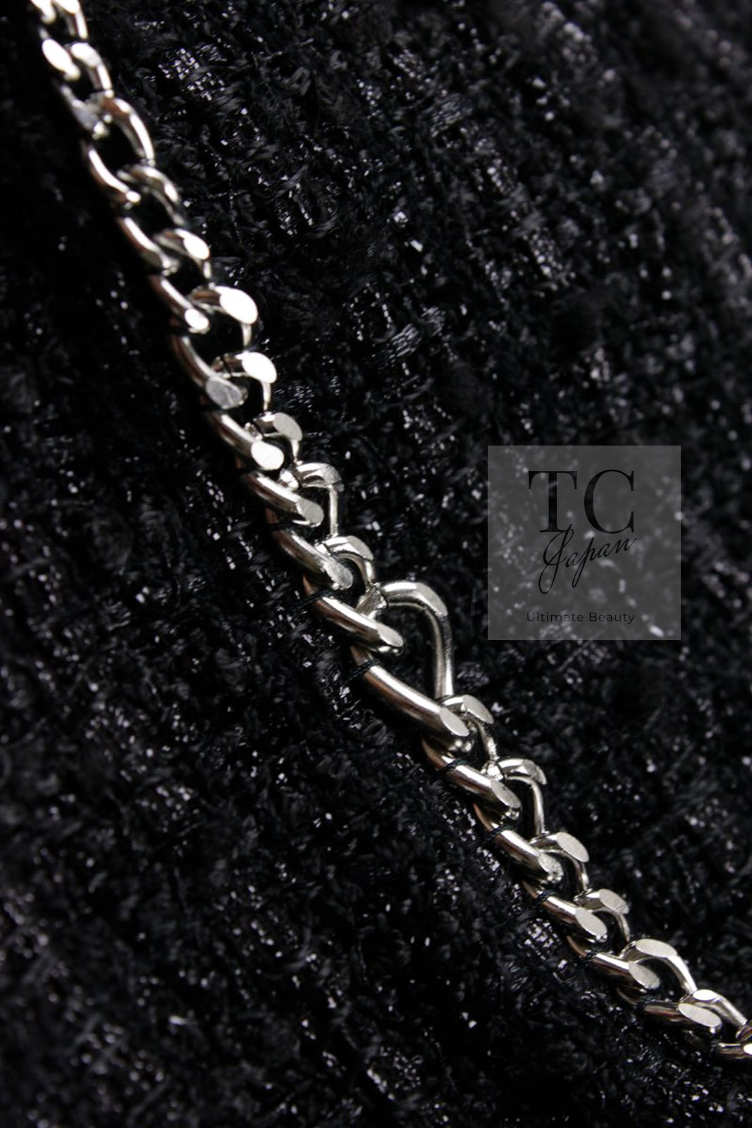 CHANEL 06S Black Metallic Chain Trim Tweed Jacket 38 シャネル ブラック メタリック チェーン トリム ツイード ジャケット 即発