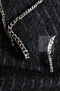 CHANEL 06S Black Metallic Chain Trim Tweed Jacket 38 シャネル ブラック メタリック チェーン トリム ツイード ジャケット 即発