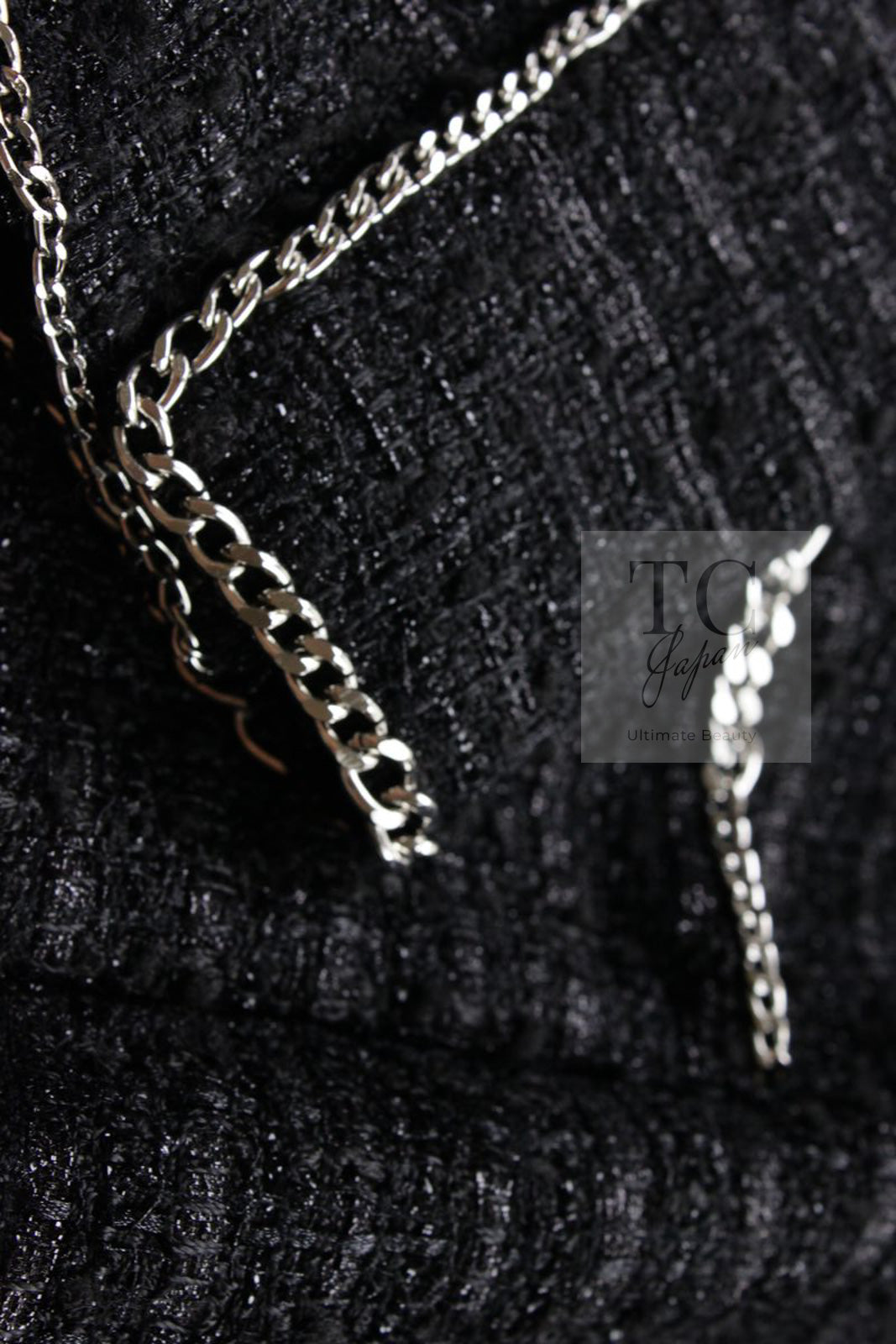 CHANEL 06S Black Metallic Chain Trim Tweed Jacket 38 シャネル ブラック メタリック チェーン トリム ツイード ジャケット 即発