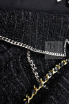 CHANEL 06S Black Metallic Chain Trim Tweed Jacket 38 シャネル ブラック メタリック チェーン トリム ツイード ジャケット 即発