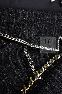 CHANEL 06S Black Metallic Chain Trim Tweed Jacket 38 シャネル ブラック メタリック チェーン トリム ツイード ジャケット 即発
