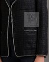 CHANEL 06S Black Metallic Chain Trim Tweed Jacket 38 シャネル ブラック メタリック チェーン トリム ツイード ジャケット 即発