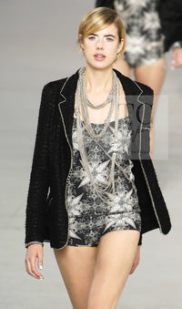 CHANEL 06S Black Metallic Chain Trim Tweed Jacket 38 シャネル ブラック メタリック チェーン トリム ツイード ジャケット 即発