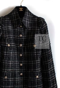 CHANEL 08C Black Silver Gold Checked Tweed Jacket 38 シャネル ブラック シルバー ゴールド チェック柄 ツイード ジャケット 即発