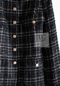 CHANEL 08C Black Silver Gold Checked Tweed Jacket 38 シャネル ブラック シルバー ゴールド チェック柄 ツイード ジャケット 即発