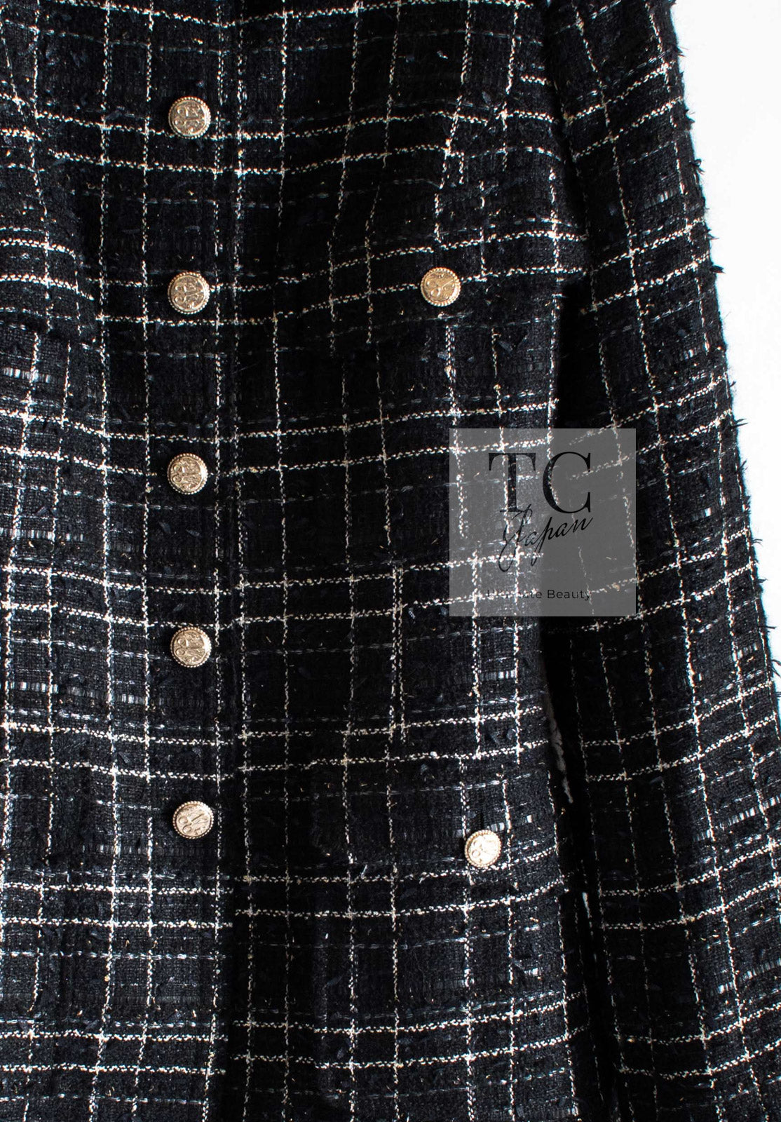 CHANEL 08C Black Silver Gold Checked Tweed Jacket 38 シャネル ブラック シルバー ゴールド チェック柄 ツイード ジャケット 即発