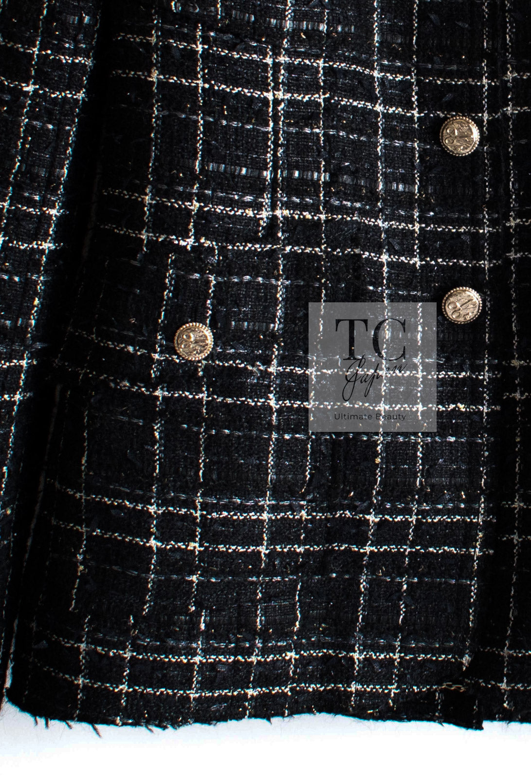 CHANEL 08C Black Silver Gold Checked Tweed Jacket 38 シャネル ブラック シルバー ゴールド チェック柄 ツイード ジャケット 即発