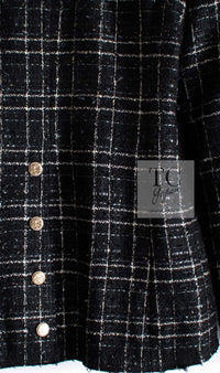 CHANEL 08C Black Silver Gold Checked Tweed Jacket 38 シャネル ブラック シルバー ゴールド チェック柄 ツイード ジャケット 即発