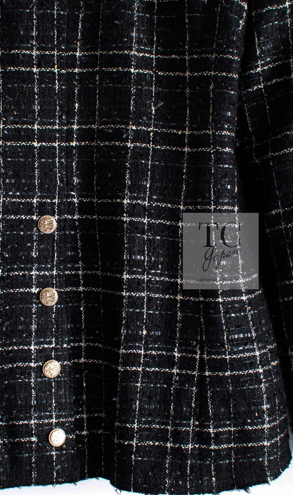 CHANEL 08C Black Silver Gold Checked Tweed Jacket 38 シャネル ブラック シルバー ゴールド チェック柄 ツイード ジャケット 即発