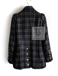 CHANEL 08C Black Silver Gold Checked Tweed Jacket 38 シャネル ブラック シルバー ゴールド チェック柄 ツイード ジャケット 即発