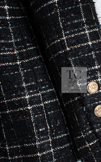CHANEL 08C Black Silver Gold Checked Tweed Jacket 38 シャネル ブラック シルバー ゴールド チェック柄 ツイード ジャケット 即発