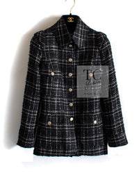 CHANEL 08C Black Silver Gold Checked Tweed Jacket 38 シャネル ブラック シルバー ゴールド チェック柄 ツイード ジャケット 即発