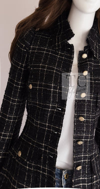 CHANEL 08C Black Silver Gold Checked Tweed Jacket 38 シャネル ブラック シルバー ゴールド チェック柄 ツイード ジャケット 即発