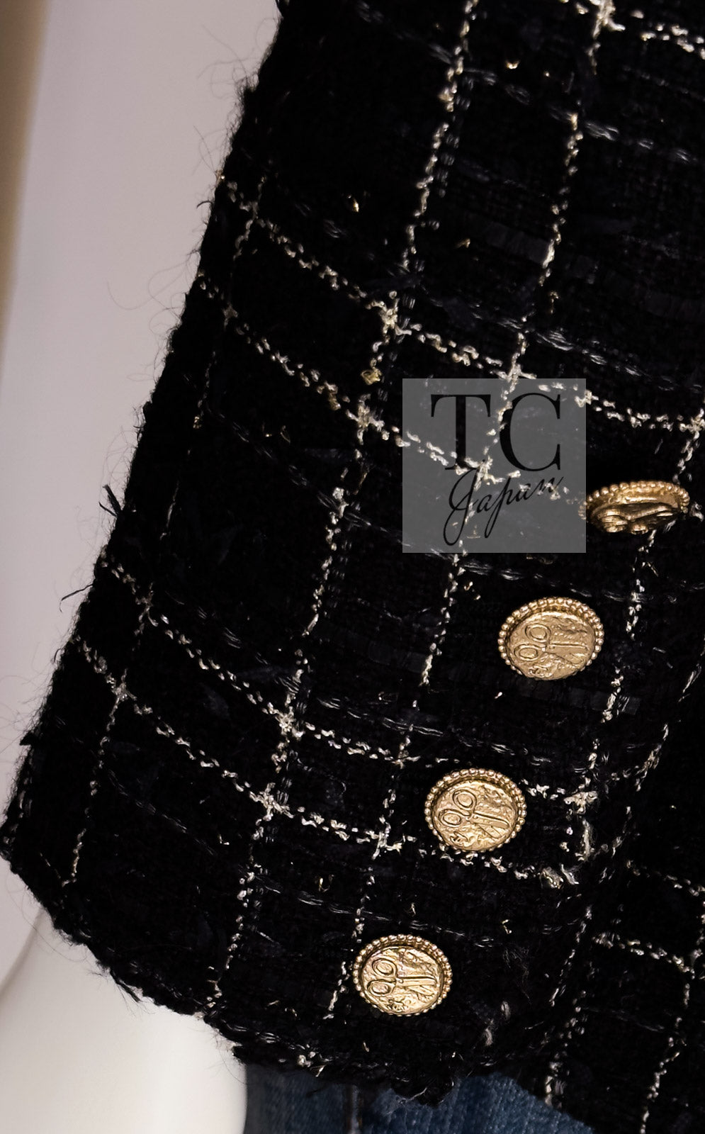 CHANEL 08C Black Silver Gold Checked Tweed Jacket 38 シャネル ブラック シルバー ゴールド チェック柄 ツイード ジャケット 即発