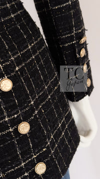 CHANEL 08C Black Silver Gold Checked Tweed Jacket 38 シャネル ブラック シルバー ゴールド チェック柄 ツイード ジャケット 即発 - TC JAPAN