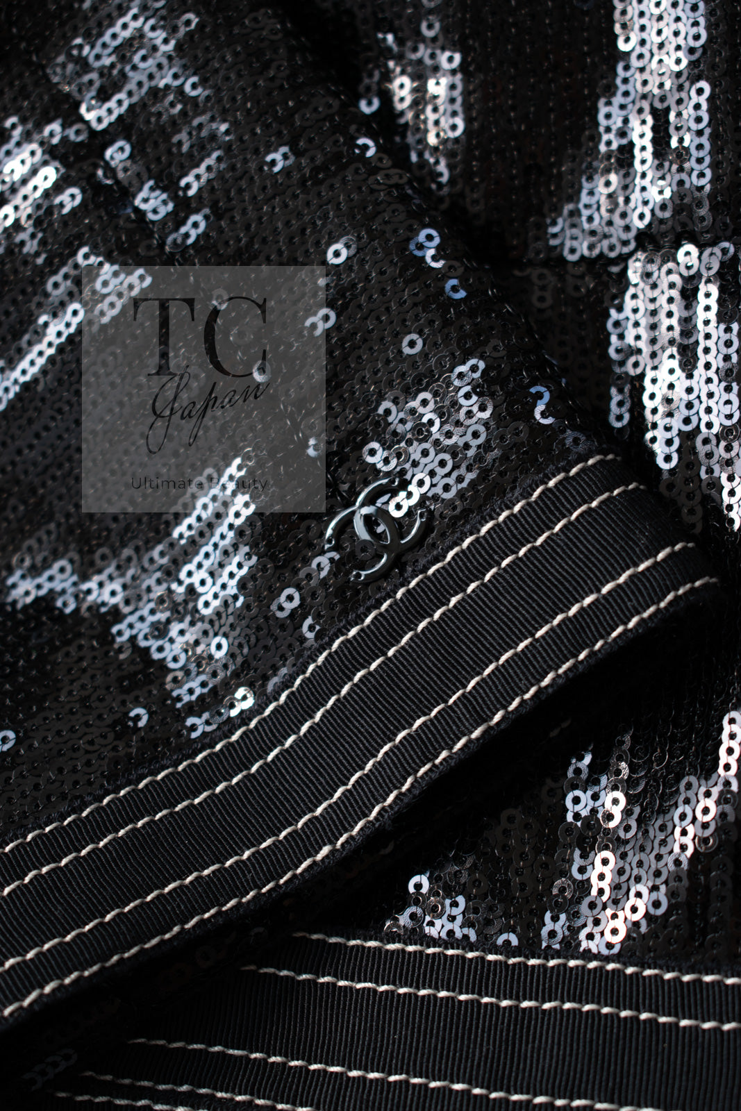 CHANEL 13C Black Sequins Cropped Party Zipper Jacket Keira Knightley 34 36 シャネル ブラック スパンコール クロップド丈 パーディー ジッパー ジャケット キーラ・ナイトレイ 着用 即発
