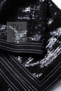 CHANEL 13C Black Sequins Cropped Party Zipper Jacket Keira Knightley 34 36 シャネル ブラック スパンコール クロップド丈 パーディー ジッパー ジャケット キーラ・ナイトレイ 着用 即発