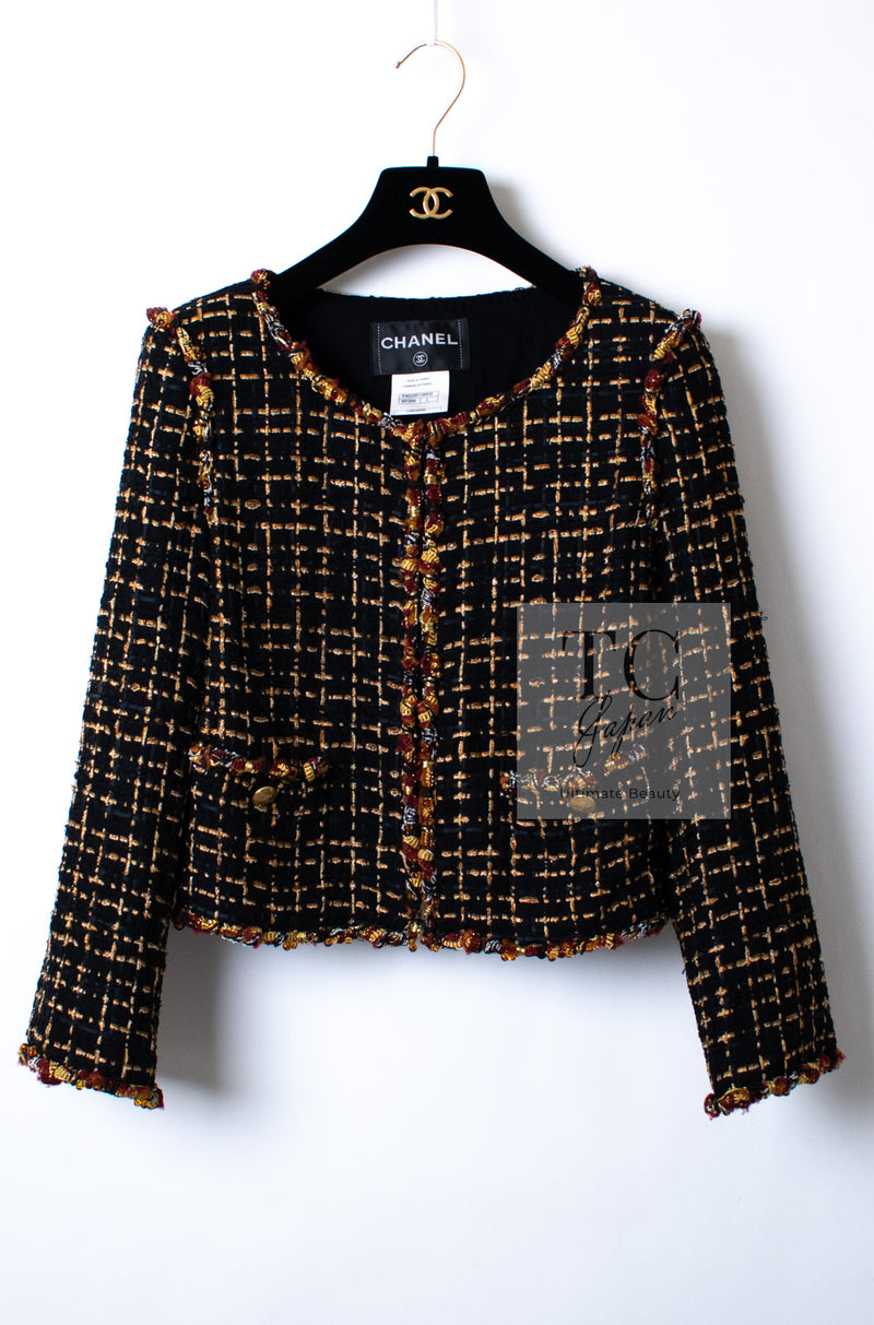 CHANEL 11C Black Brown Gold Lesage Cropped Jacket 36 シャネル ブラック ブラウン ゴールド ルサージュ クロップド ジャケット 即発 - TC JAPAN