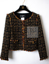 CHANEL 11C Black Brown Gold Lesage Cropped Jacket 36 シャネル ブラック ブラウン ゴールド ルサージュ クロップド ジャケット 即発
