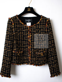 CHANEL 11C Black Brown Gold Lesage Cropped Jacket 36 シャネル ブラック ブラウン ゴールド ルサージュ クロップド ジャケット 即発