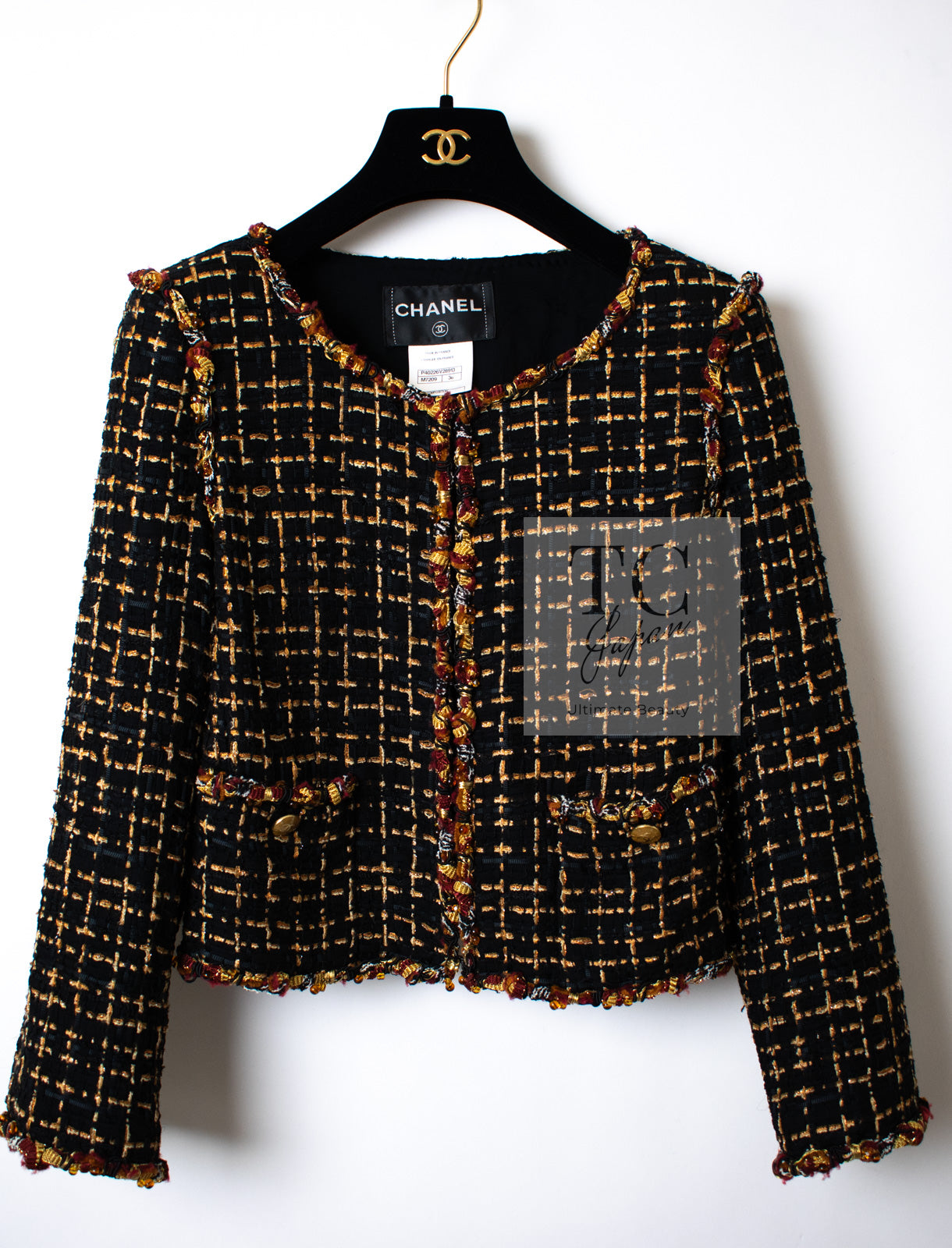 CHANEL 11C Black Brown Gold Lesage Cropped Jacket 36 シャネル ブラック ブラウン ゴールド ルサージュ クロップド ジャケット 即発