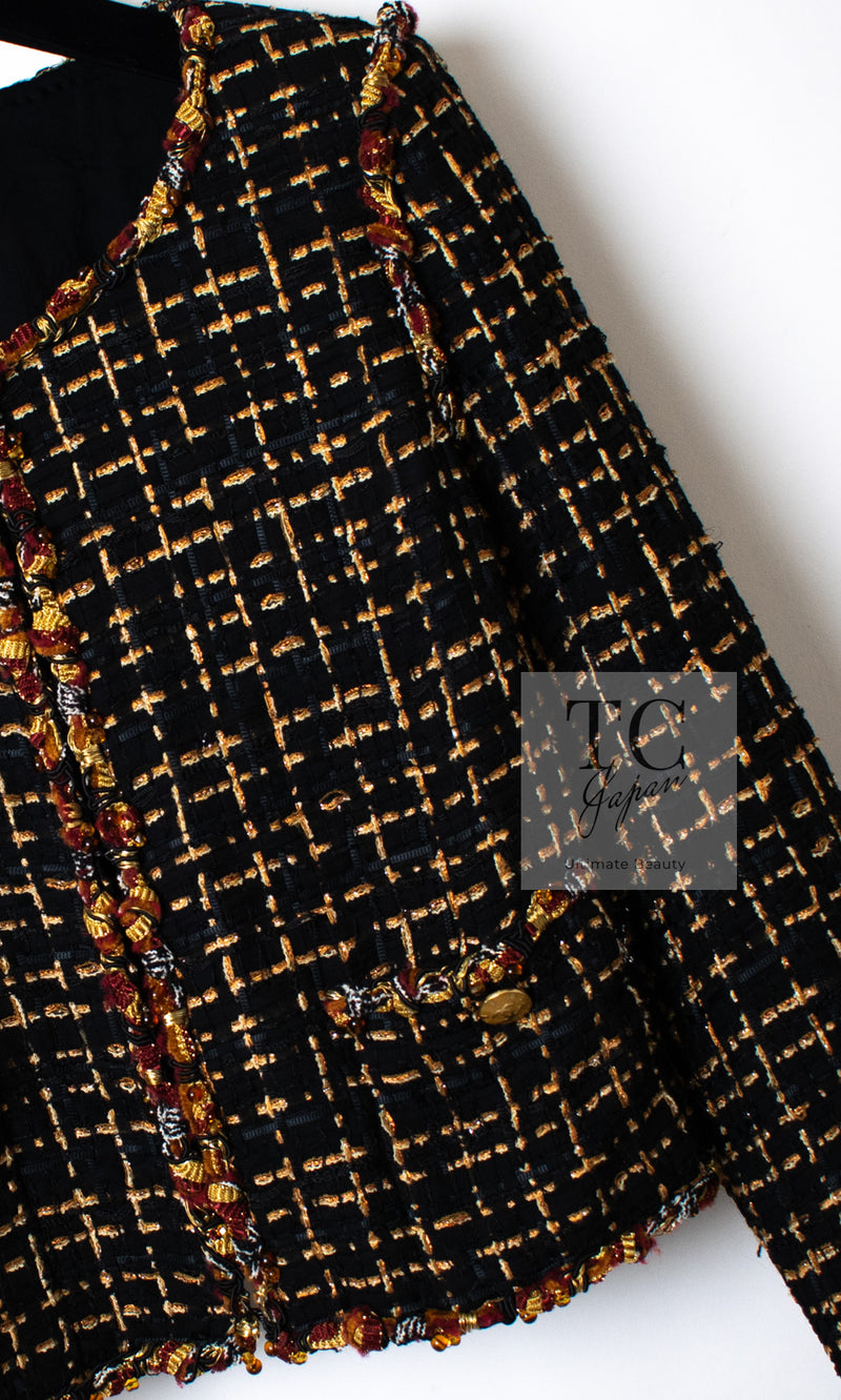 CHANEL 11C Black Brown Gold Lesage Cropped Jacket 36 シャネル ブラック ブラウン ゴールド ルサージュ クロップド ジャケット 即発 - TC JAPAN