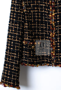 CHANEL 11C Black Brown Gold Lesage Cropped Jacket 36 シャネル ブラック ブラウン ゴールド ルサージュ クロップド ジャケット 即発
