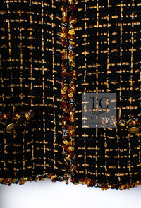 CHANEL 11C Black Brown Gold Lesage Cropped Jacket 36 シャネル ブラック ブラウン ゴールド ルサージュ クロップド ジャケット 即発