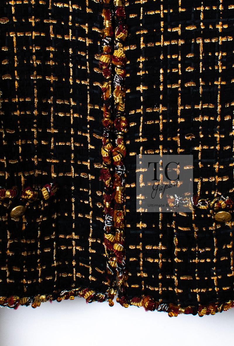 CHANEL 11C Black Brown Gold Lesage Cropped Jacket 36 シャネル ブラック ブラウン ゴールド ルサージュ クロップド ジャケット 即発
