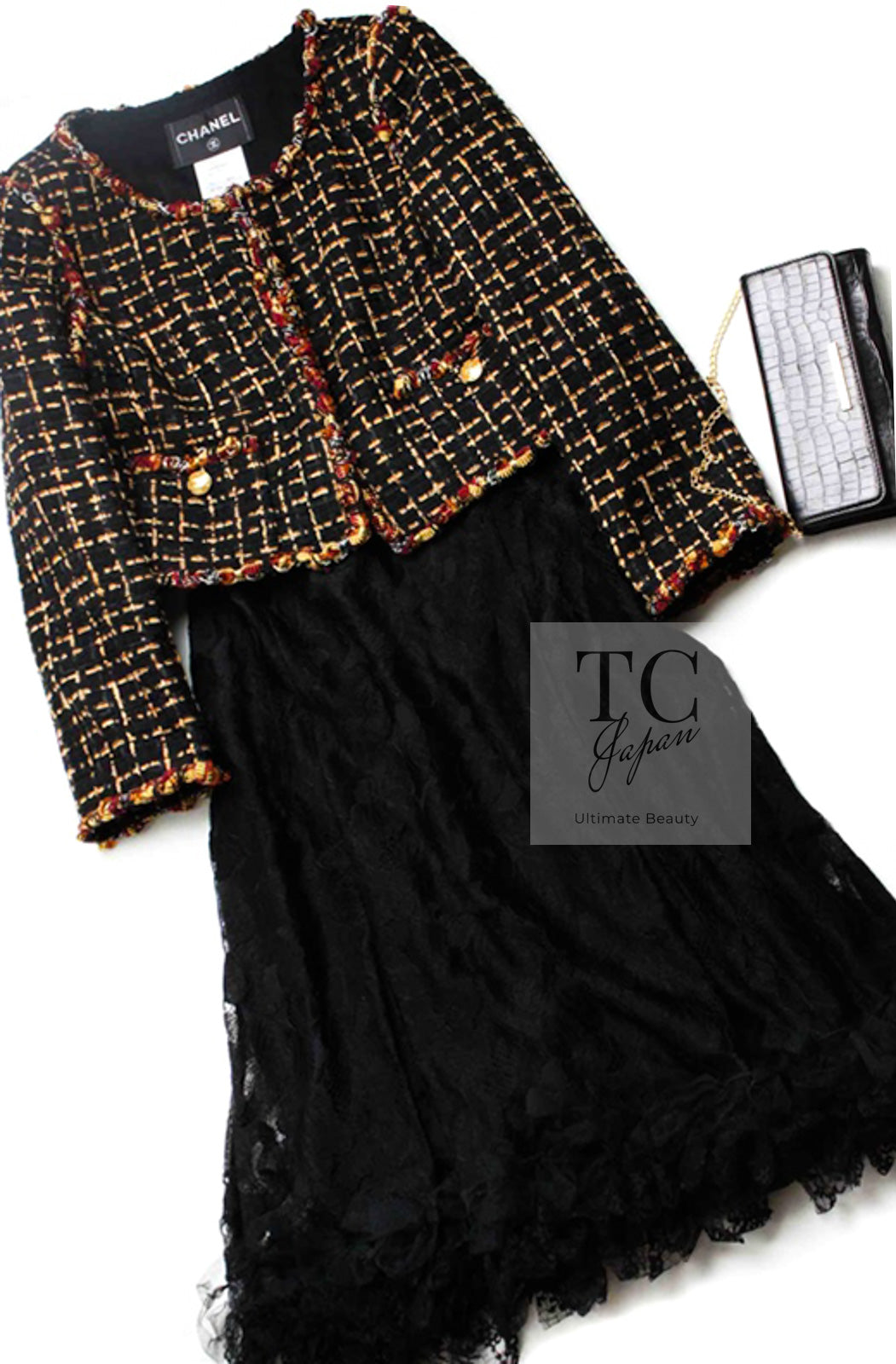 CHANEL 11C Black Brown Gold Lesage Cropped Jacket 36 シャネル ブラック ブラウン ゴールド ルサージュ クロップド ジャケット 即発