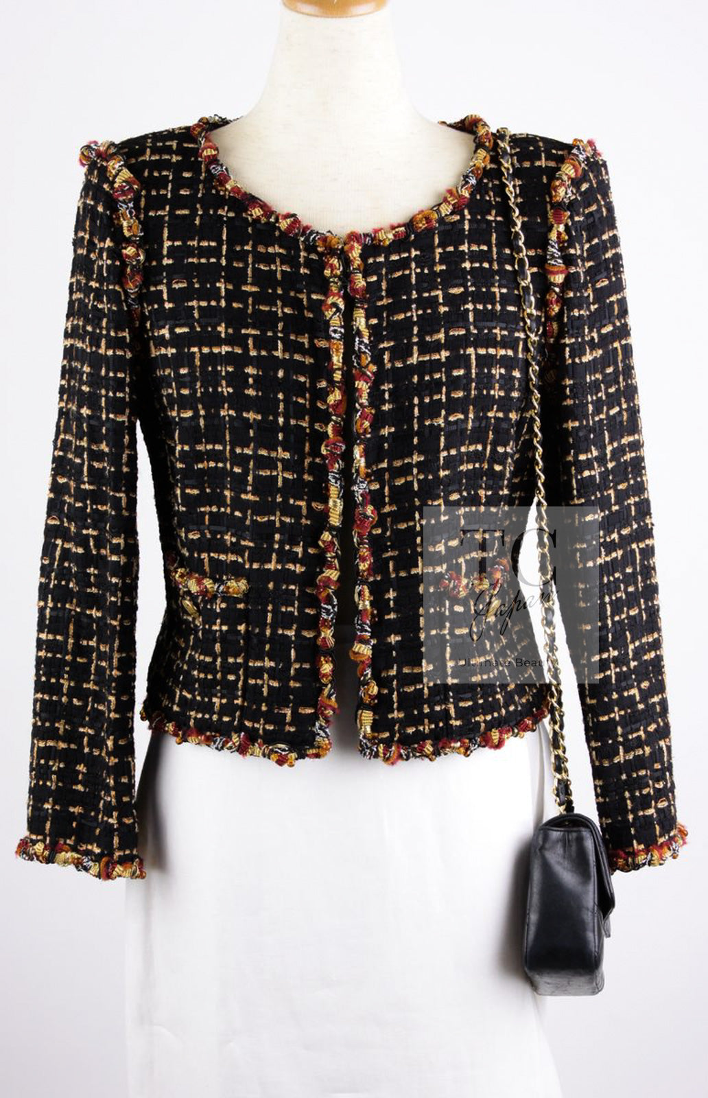 CHANEL 11C Black Brown Gold Lesage Cropped Jacket 36 シャネル ブラック ブラウン ゴールド ルサージュ クロップド ジャケット 即発