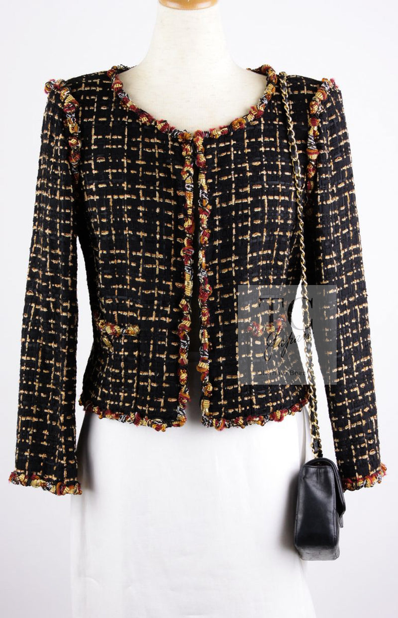 CHANEL 11C Black Brown Gold Lesage Cropped Jacket 36 シャネル ブラック ブラウン ゴールド ルサージュ クロップド ジャケット 即発