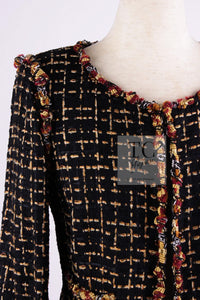CHANEL 11C Black Brown Gold Lesage Cropped Jacket 36 シャネル ブラック ブラウン ゴールド ルサージュ クロップド ジャケット 即発