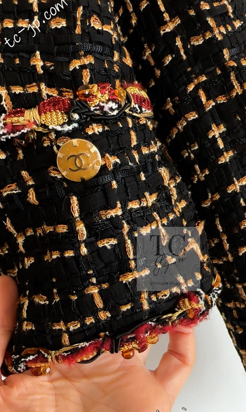 CHANEL 11C Black Brown Gold Lesage Cropped Jacket 36 シャネル ブラック ブラウン ゴールド ルサージュ クロップド ジャケット 即発