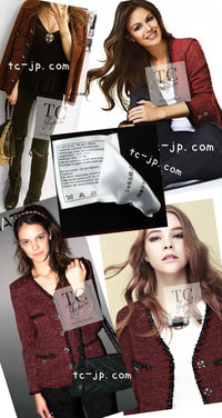 CHANEL 11A Black Red Metallic Fantasy Wool Tweed Jacket 34 36 38 シャネル ブラック レッド メタリック ファンタジー ウール ツイード ジャケット 即発
