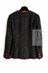 CHANEL 11A Black Red Metallic Fantasy Wool Tweed Jacket 42 シャネル ブラック レッド メタリック ファンタジー ウール ツイード ジャケット 即発