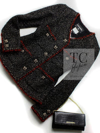 CHANEL 11A Black Red Metallic Fantasy Wool Tweed Jacket 36 38 シャネル ブラック レッド メタリック ファンタジー ウール ツイード ジャケット 即発